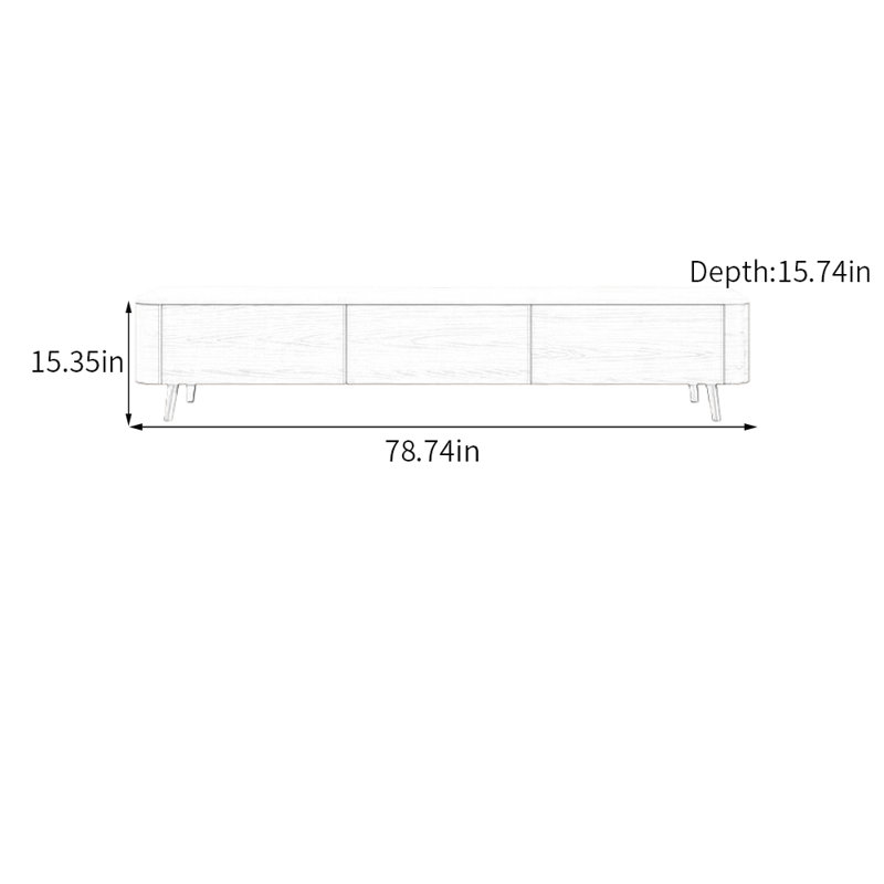 Meuble télé avec tiroir Minimalist, 15.35"H x 78.74"L x 15.74"W