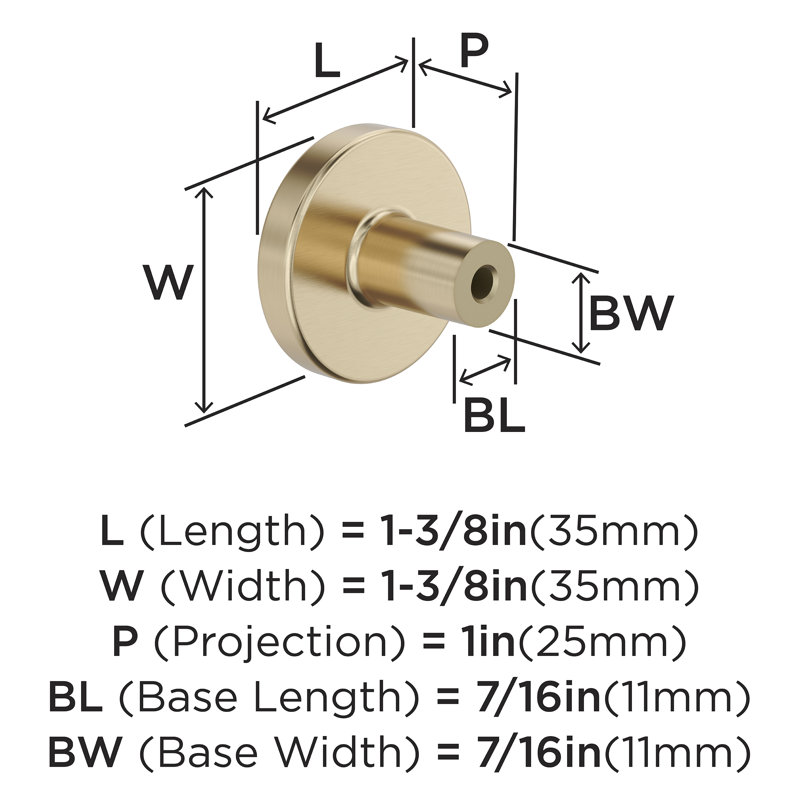 Versa 1-3/8 inch (35mm) Diameter Golden Champagne Cabinet Knob - 10 Pack, Golden Champagne