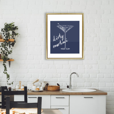 Martini sale sur un cadre flottant bleu, design par lettré et doublé