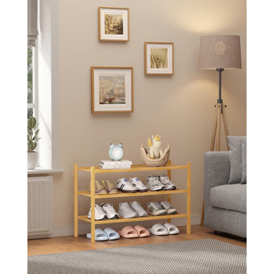 Range-chaussures en bambou en bois pour placard, range-chaussures empilable avec structure modulaire, espace, étagère à chaussures pour vestibule, salon, chambre à coucher