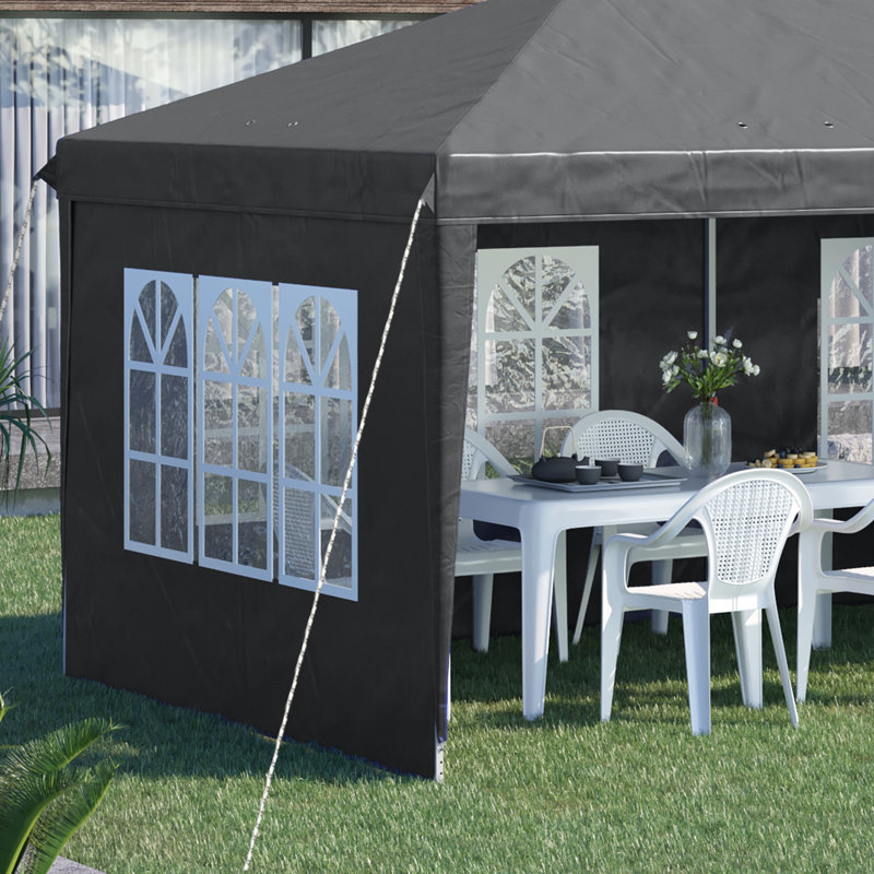 Outsunny 3 x 6m Garden Pop Up Gazebo Height Adjustable with Sidewalls, Grey
