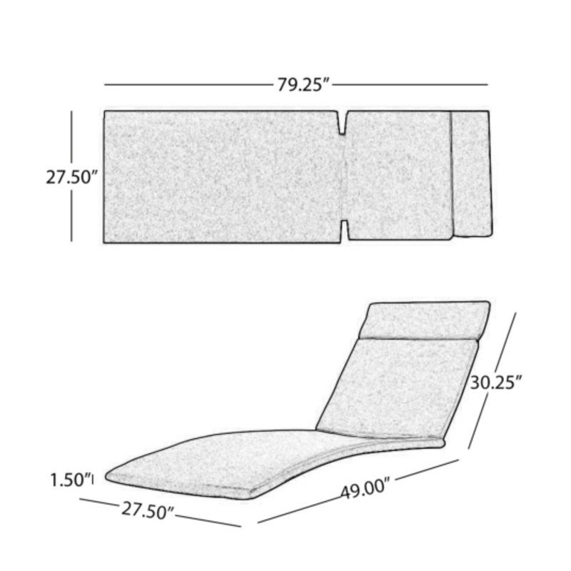 Outdoor Chaise Lounge Cushion, 2PCS Salem - Without Chaise Lounge, Beige