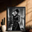 «Black», encadré noir, rétro, gothique romantique, dames et crâne, art mural, impressions de style rétro-1182324854