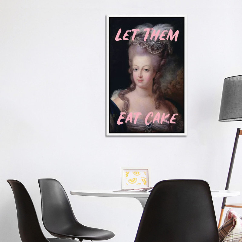 Marie Antoinette Pink Text X - Print on Canvas, 101.6cm H x 66.04cm W x 3.81cm D, White Framed