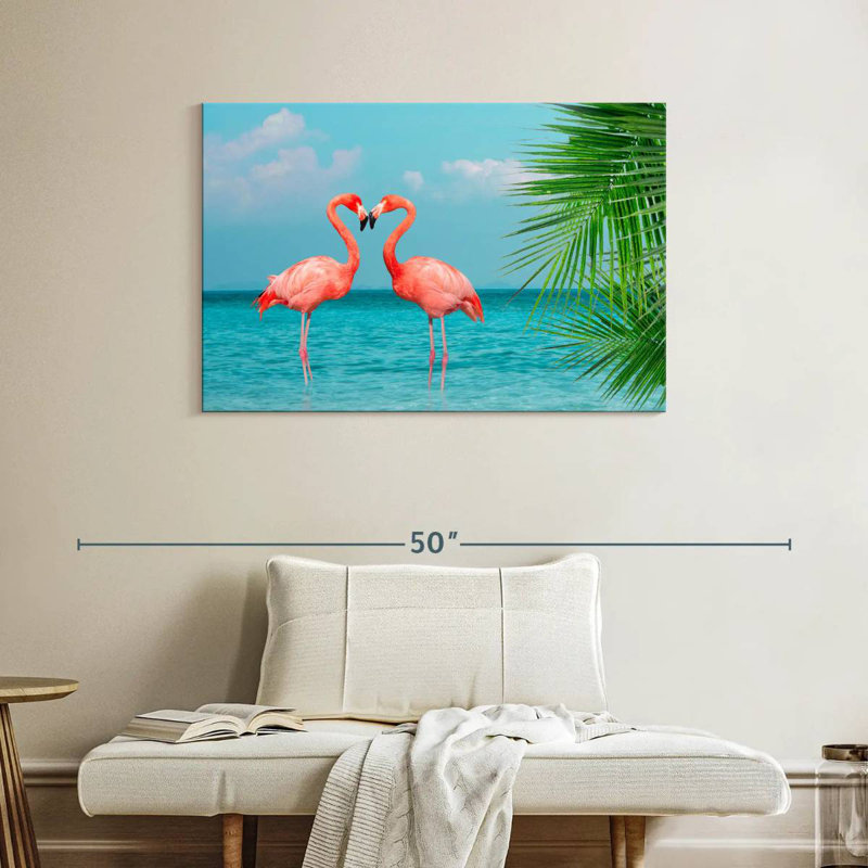 Brampt Blue Sea Flamingos, 26" H x 39" W