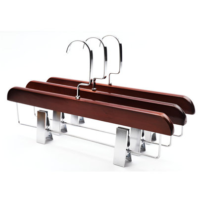 Solid Wood Pant And Skirt Hangers - No-Crease Garment Management For Boutique And Home Use