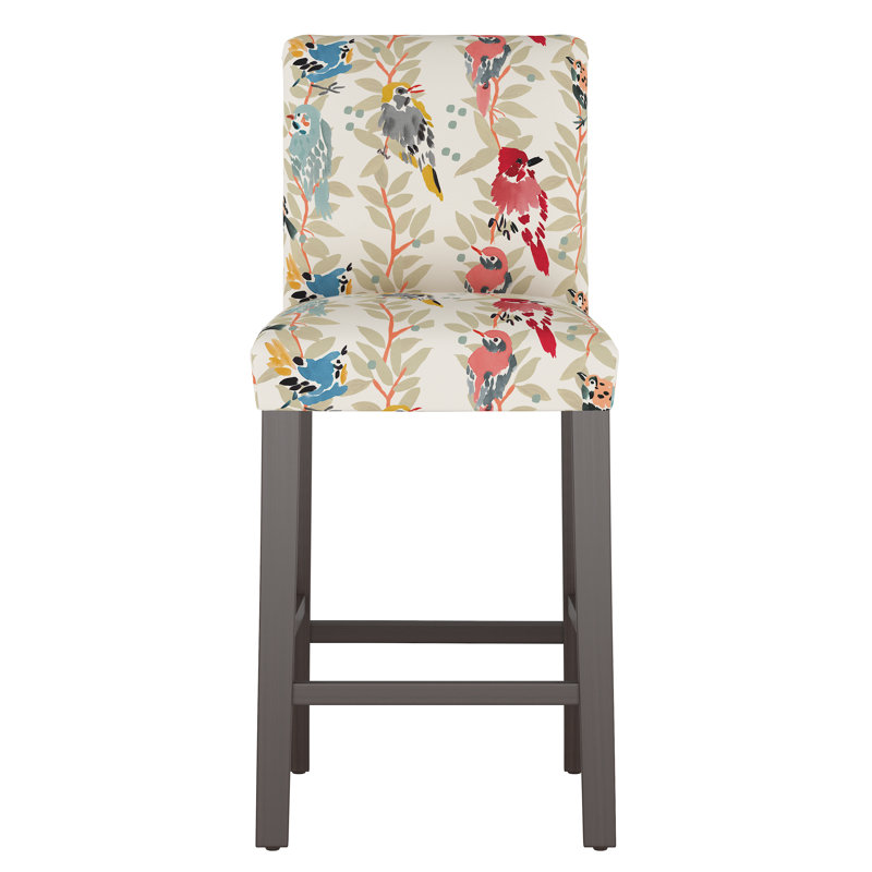 Tabouret de bar et de comptoir Hadrien, Tabouret de bar (siège d'une hauteur de 31 po), Vigne multicolore Avery, Crème