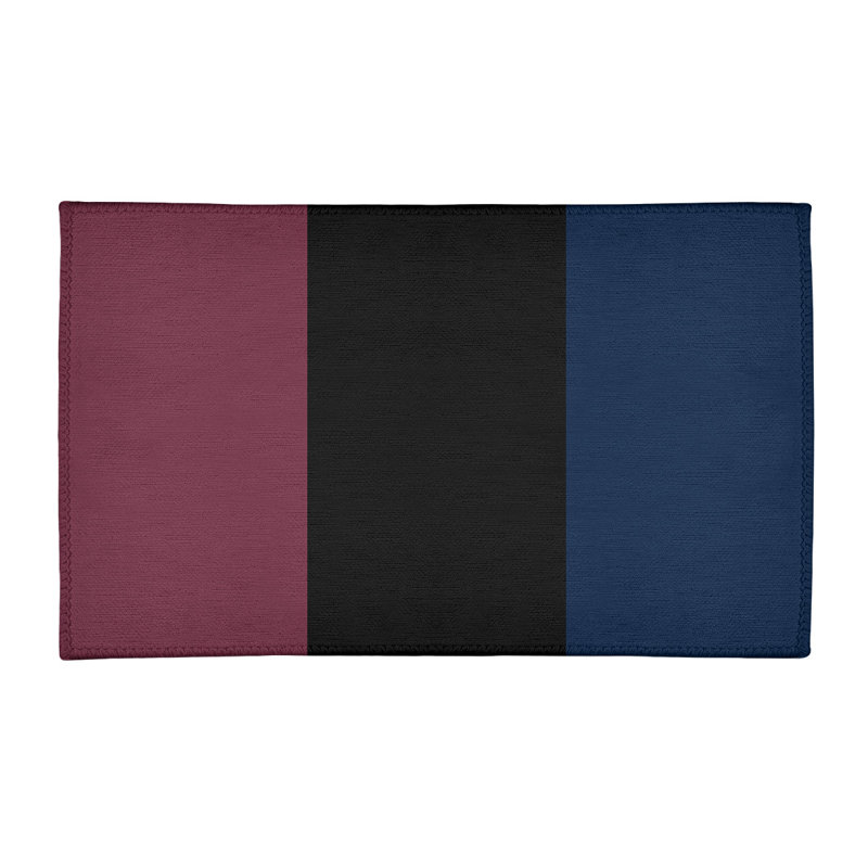 Tapis à rayures à vin/noir/bleu marine, Rectangle 2 pi x 3 pi