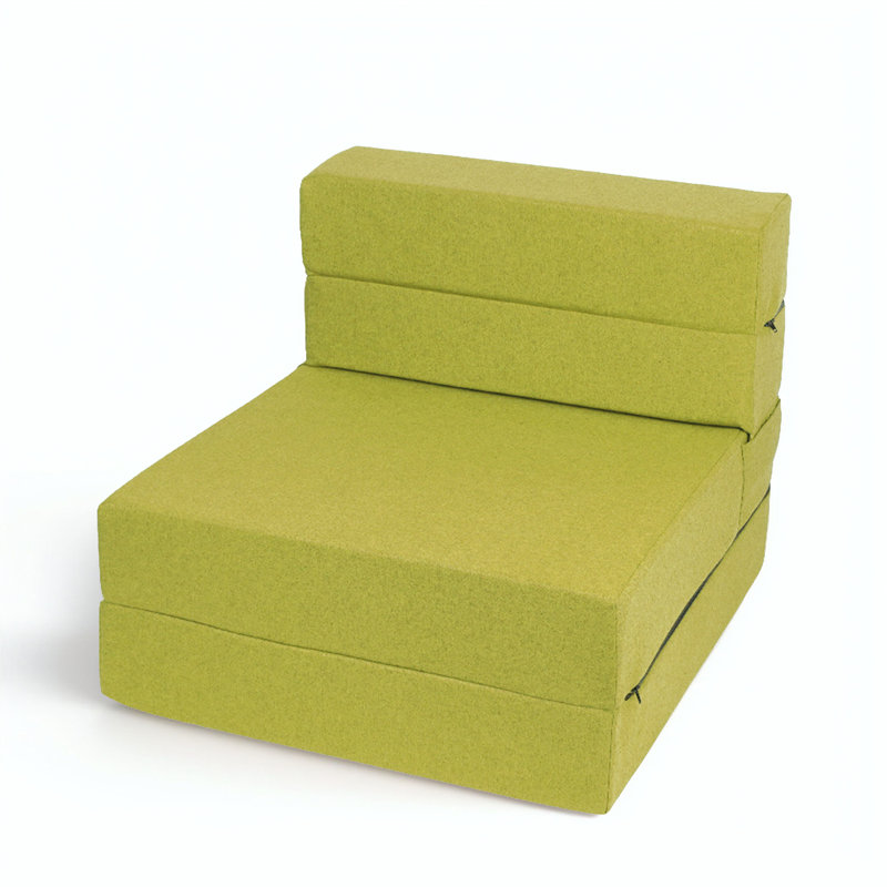 Fauteuil à billes convertible Graciela: canapé-lit simple transformable avec matelas en mousse à mémoire de forme, Vert