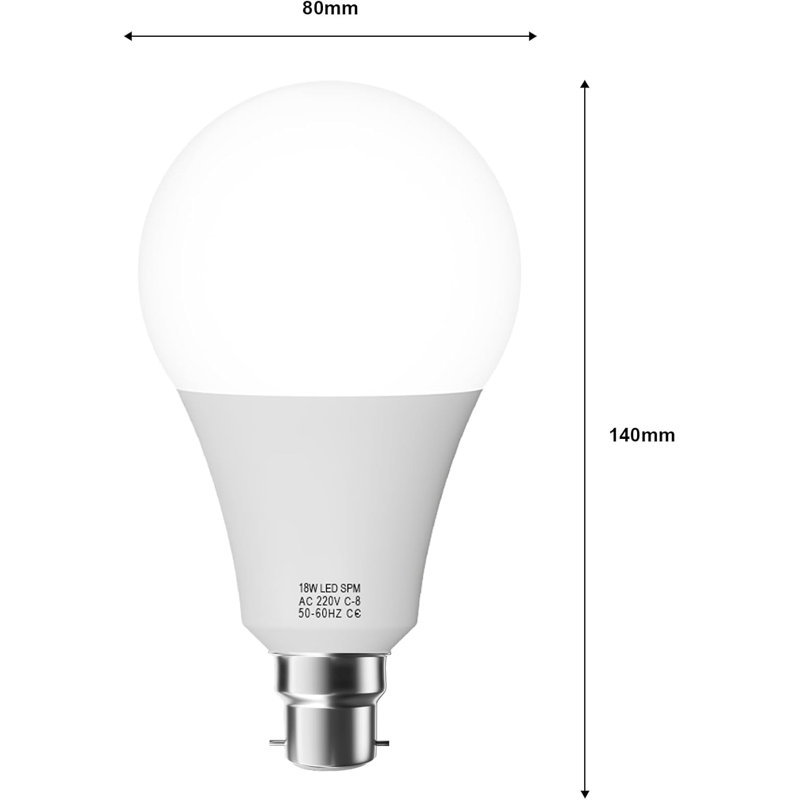 B22 LED Bulbs, 18W LED Bayonet Light Bulb, Cool White 6000K, Super Bright 80Lm, Non-Dimmable,180° Wide Beam,Golf Ball Energy Saving Light Bulbs, Pack of 10