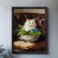Art mural rétro noir avec chat et papillon, impressions de style rétro-866911667