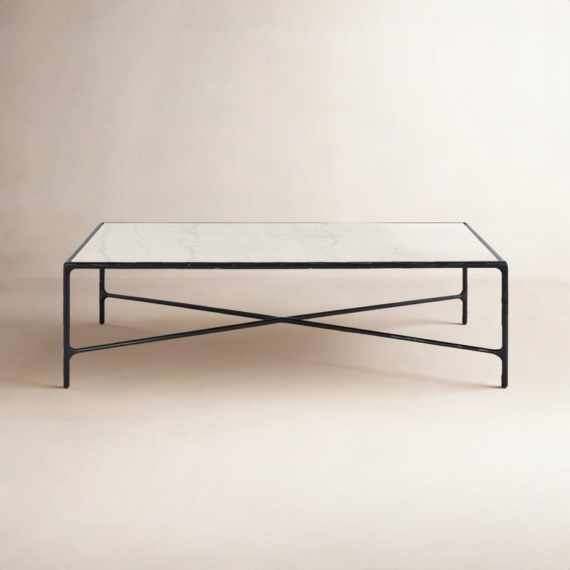 Evelynn Single Coffee Table, White Marble, Black