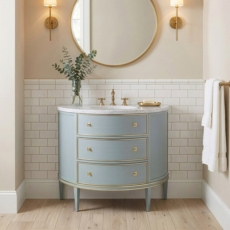 Orion 43'' Single Bathroom Vanity with Quartz Top, Polar Blue