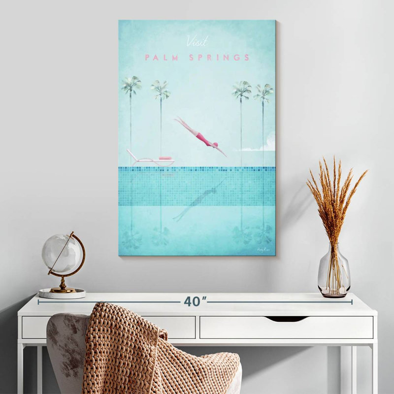 Affiche de voyage rétro Aime Palm Springs, H 30 po x l 20 po