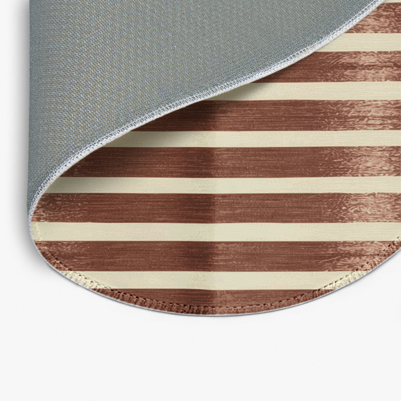 HorizontalStripes Brown Indoor and Outdoor Area Rug, Round 5'