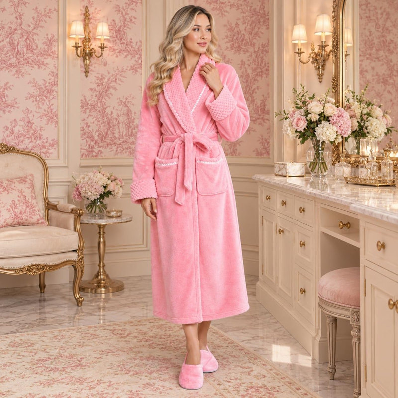 LOTUS LINEN Peignoirs moelleux moelleux peignoirs longs, TG / TTG, Rose