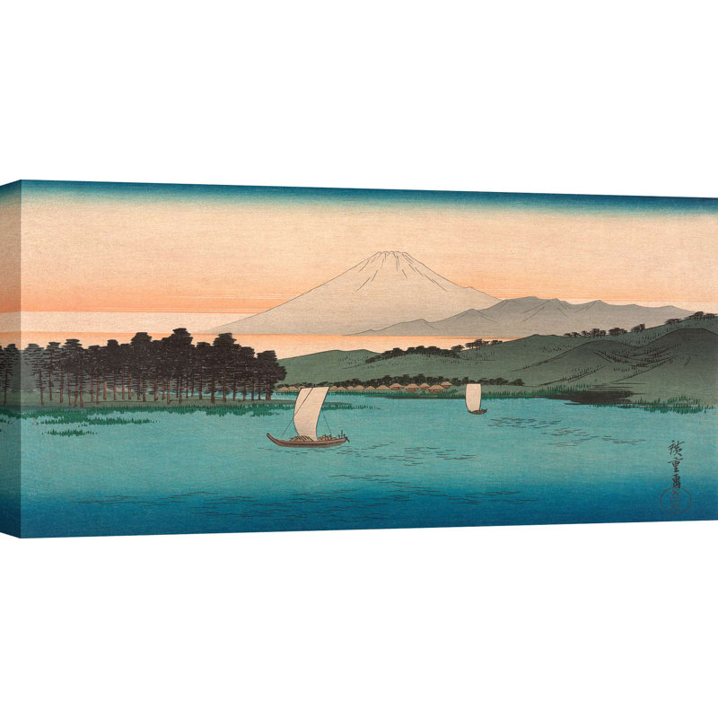 Fukeiga, Sailboats on a river 1 Piece Wrapped Canvas Wall Art, 50cm H x 100cm W