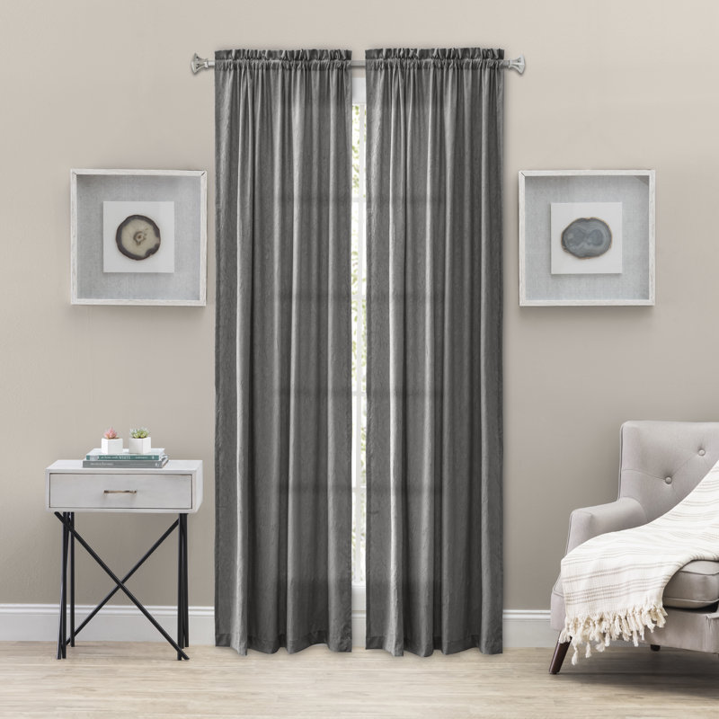 Paulisha Polyester Semi Sheer Single Panel, Gray, 48" W x 63" L