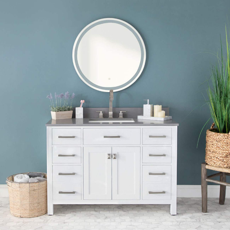 Meuble-lavabo en chêne Mason Hill, Blanc