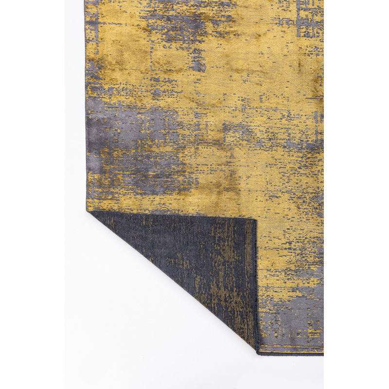 Rapture Dark Gray/Yellow Abstract Luxury Area Rug, Rectangle 7'10" x 11'2"