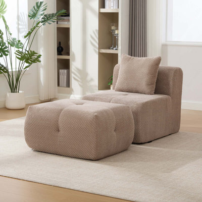 Fauteuil d'appoint confortable avec repose-pieds profond et sans repose-pieds
