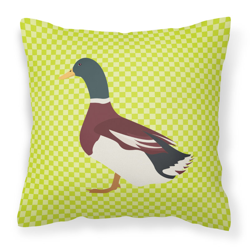 Coussin extérieur en tissu éclectique canard check, Vert, 18 po x 18 po