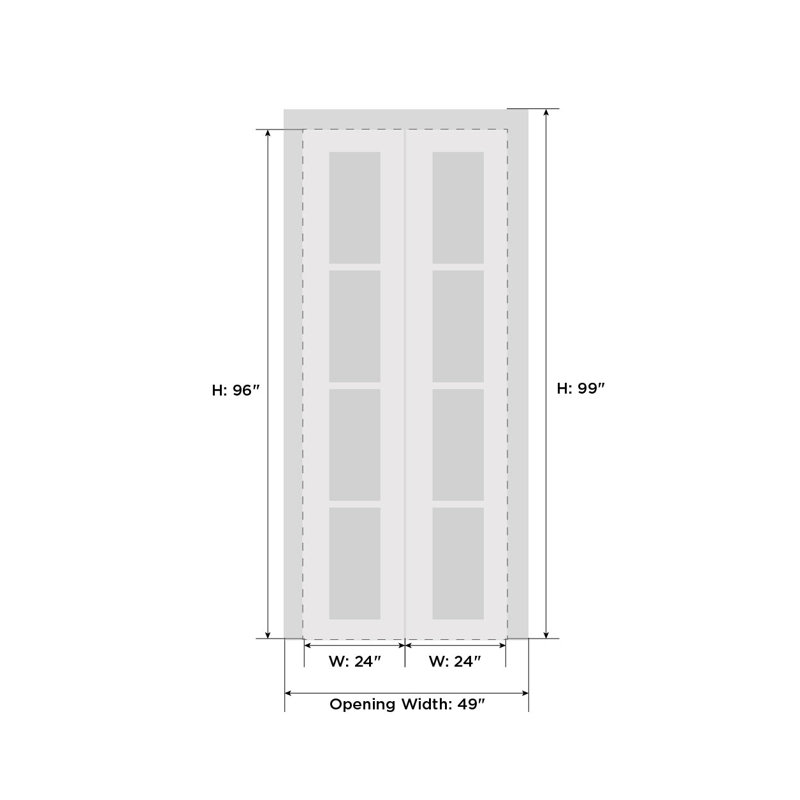 Solid Wood Paneled without Installation Hardware Kit Bifold Door, 48" x 96"