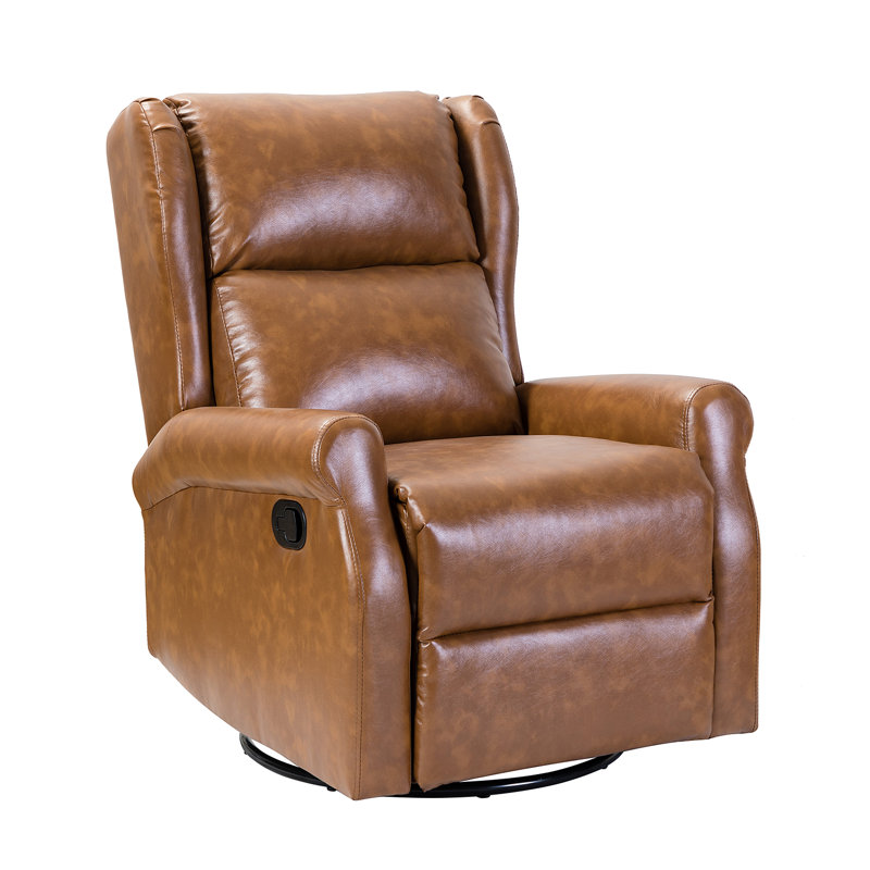 Fauteuil inclinable manuel pivotant en faux cuir Allan, Chameau