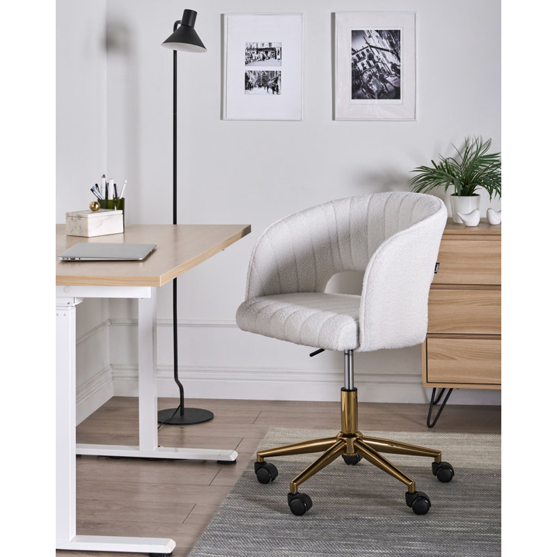 Office Chair, White, Gold, Boucle