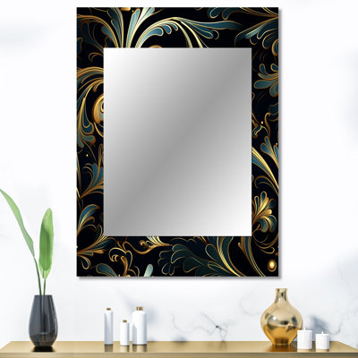 Motif damassé de luxe or et vert Naser - miroir mural décoratif Ikat, grand miroir Ikat, impression d'art en métal