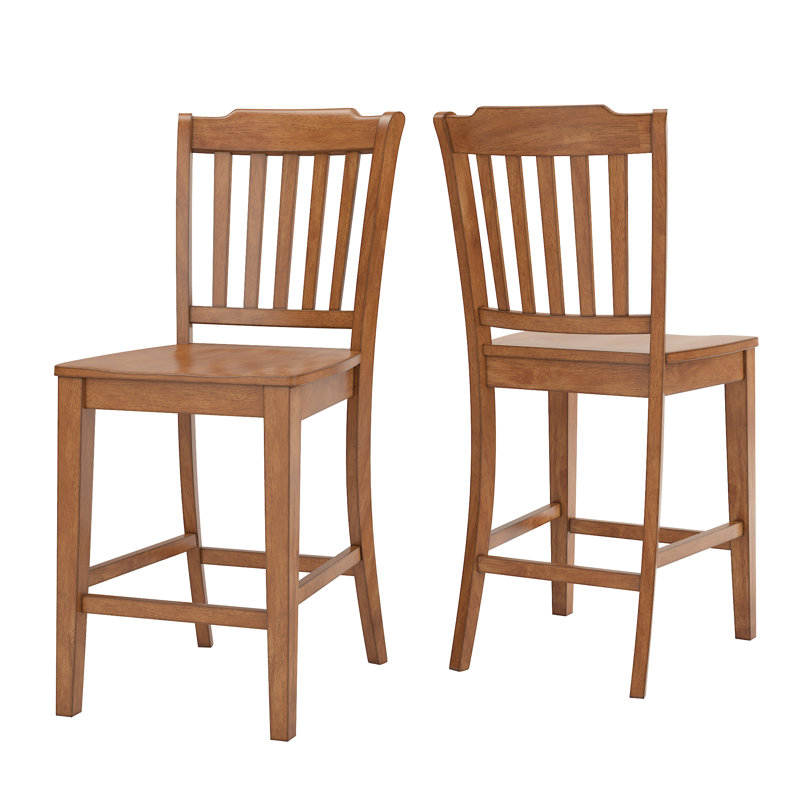 Marcotte Solid Wood Counter/Bar Stool, Oak, Counter Stool (24" Seat Height)
