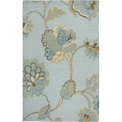 Floral Handmade Tufted Wool Pale Blue/Cream/Cocoa Area Rug -  Rizzy Home, DI-1615-81