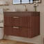 Meuble-lavabo flottant moderne avec plateau en pierre frittée et lavabo en céramique Modern-133039576