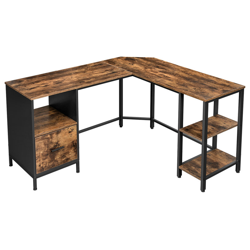 Emmet L-Shaped Metal Base Computer Desk