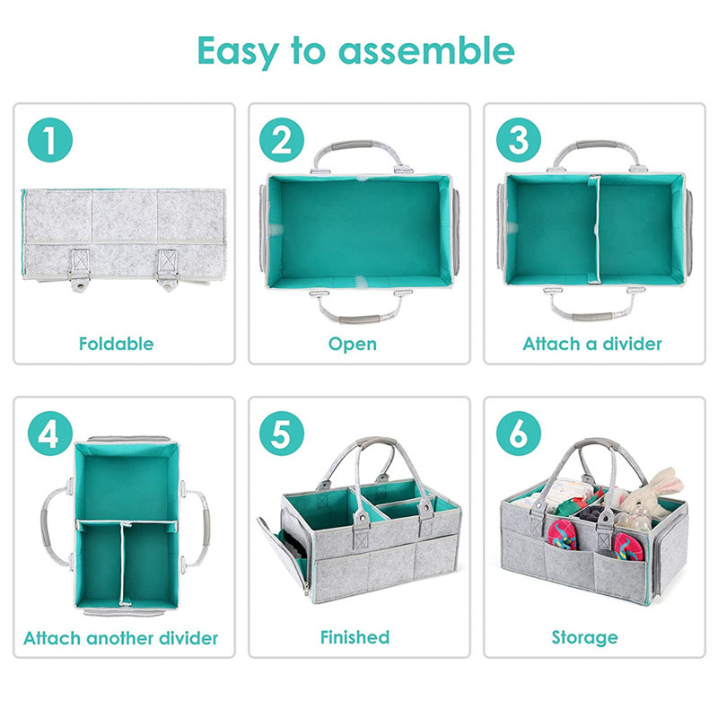Organisateur de caddie en tissu, Gris, H 7 po x l 16 po x P 10 po