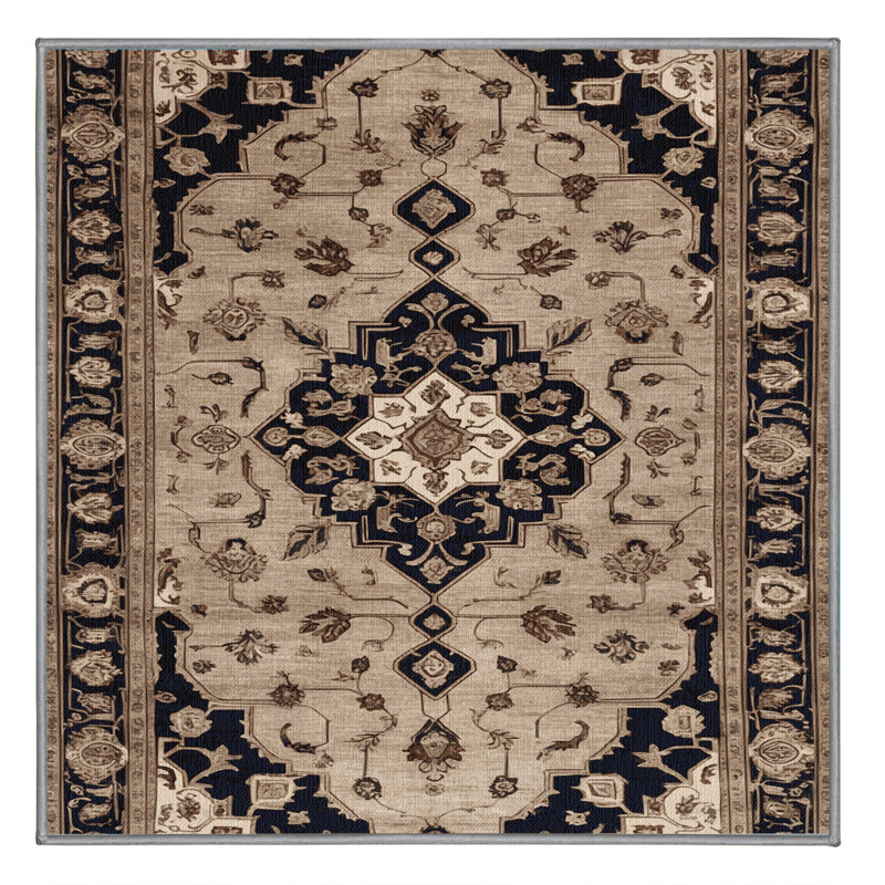 Machine Washable Persian Grey Area Rug, Square 4'