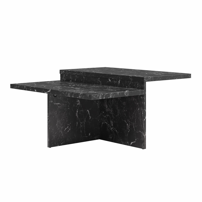 Brielle Two-Tiered Coffee Table, Faux Black Marble