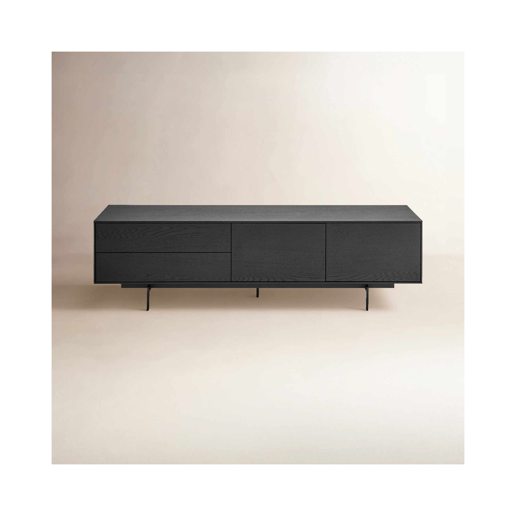 Quinn Media Stand In Oak, Black