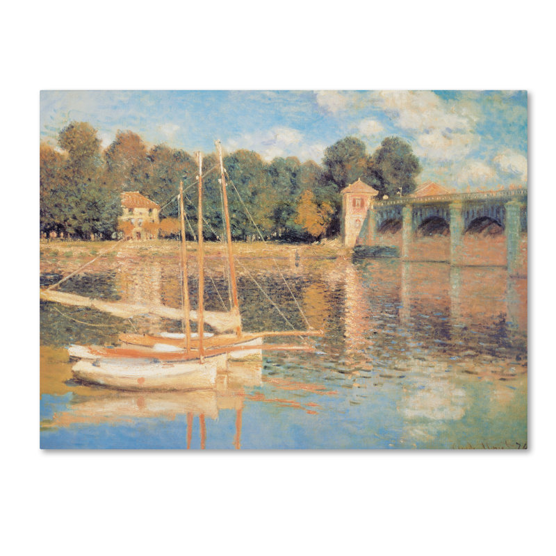 "pont argenteuil" par claude monet, reproduction sur toile tendue, H 35 po x l 47 po