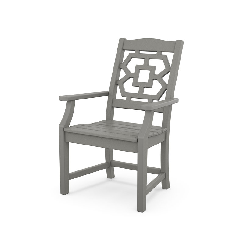 Chaise de salle à manger d'extérieur Chinoiserie, Gris ardoise