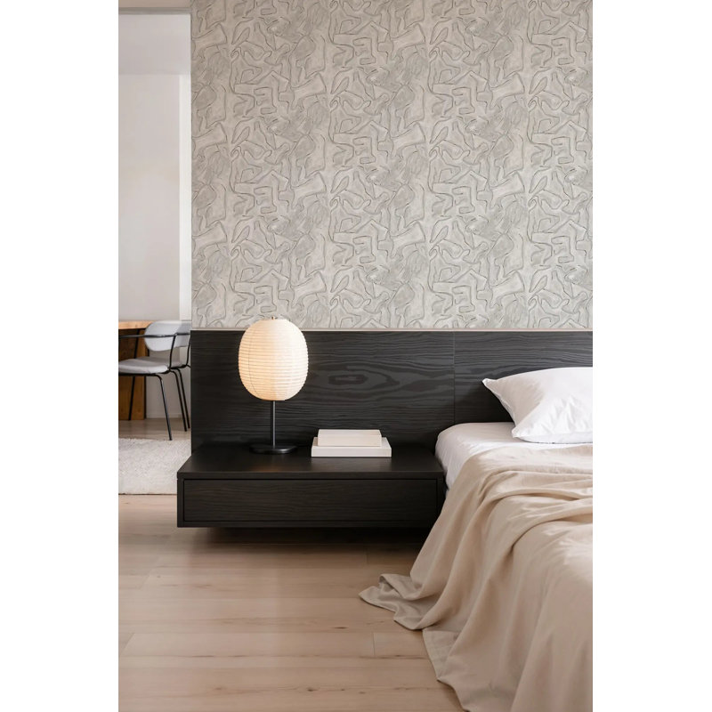 Painted Lines - Wallpaper, Gray Linen, Faux Grasscloth, Non-Pasted