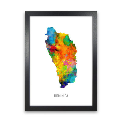Dominica Watercolour Map by Michael Tompsett - Print