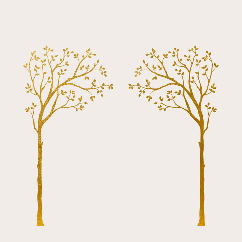 Décalcomanie murale arbre pour auvent de lit, Or / brun pâle