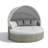 Patio Round Rattan Daybed Two-Tone Weave Sunbed With Retractable Canopy And Cushions-1620343640