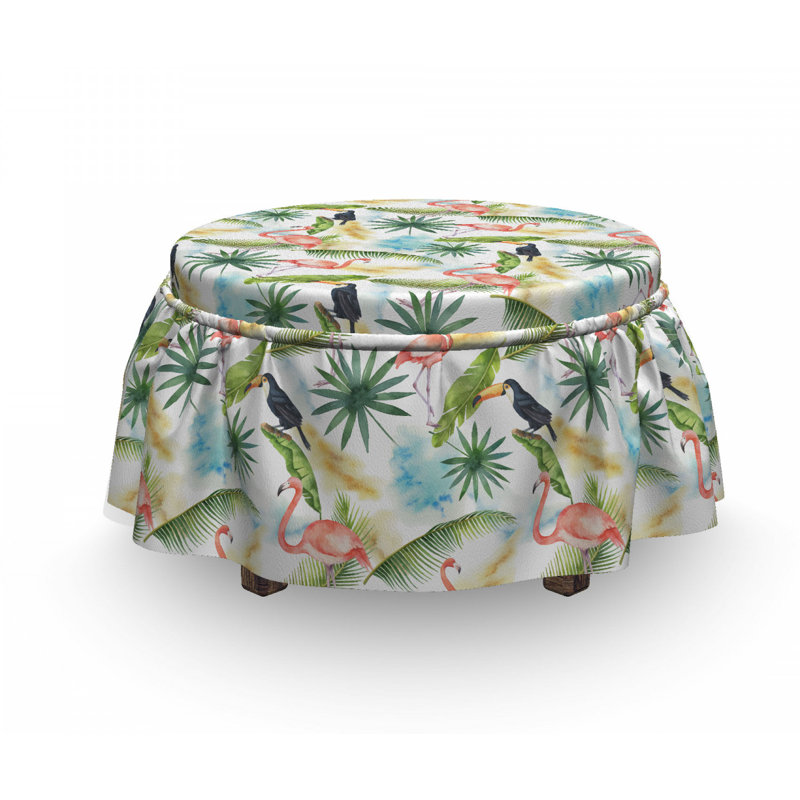 Housse pour repose-pieds toucan flamant rose