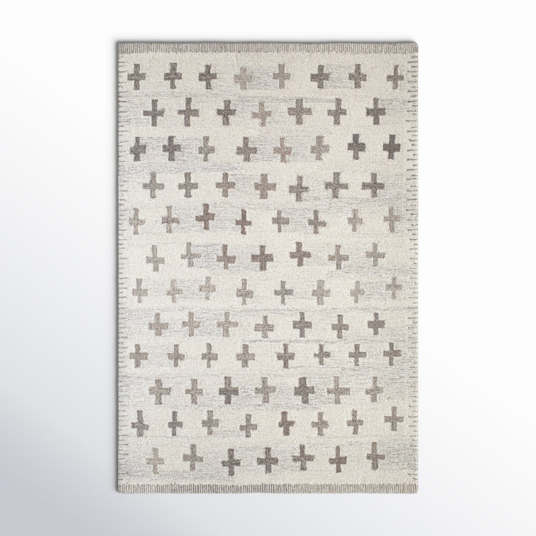 Rectangle Niara Abstract Hand Tufted Wool Area Rug in Brown/Ivory