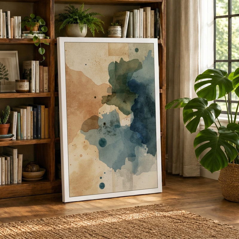 Fluid Abstraction Abstract - Wrapped Canvas, 18x12 - 45.7 x 30.5 cm, Terracotta Border