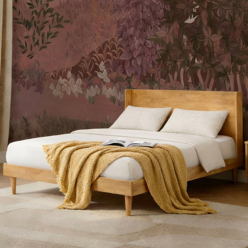 Clark Solid Wood Wingback Bed Frame