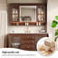 Ensemble de meuble-lavabo autoportant en bois massif 47,24 po avec miroir-2114607139