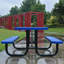 Table de pique-nique carrée en acier pour l'extérieur 46 ", avec parasol-1051330312